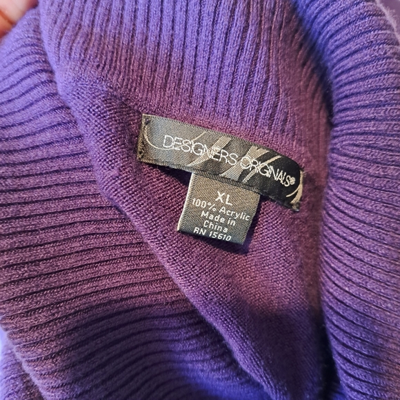 Designer Originals purple turtleneck 3/4 trumpet sleeve Xlarge - Picture 5 of 10